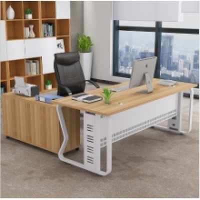 现代钢木办公桌1600*700*750带方柜侧柜